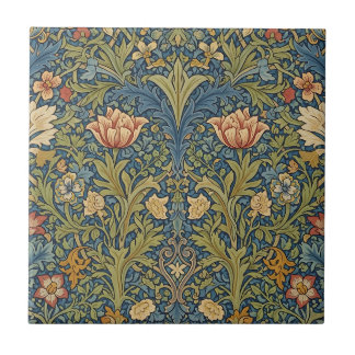 Azulejo Cerâmico Floral Inspirado em William Morri