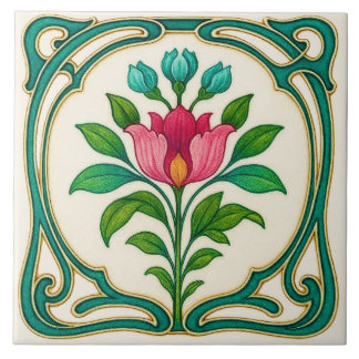 Azulejo Cerâmico Floral Muito Bonito no Estilo Art