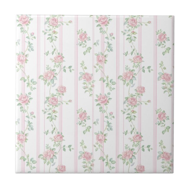 Azulejo Cerâmico Floral Rosa Rosa (Frente)