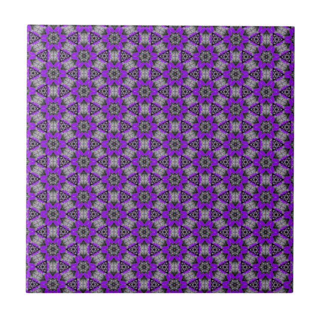 Azulejo Cerâmico Floral Roxo - Cores Personalizada (Frente)
