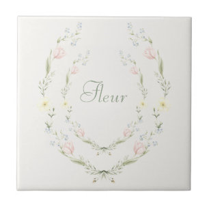 Azulejo Cerâmico Francês Floral Fleur Pastel Vinta