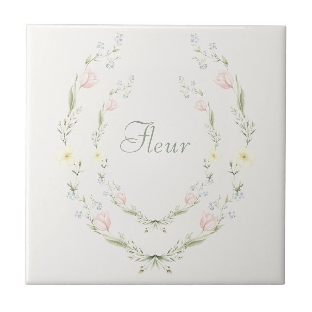 Azulejo Cerâmico Francês Floral Fleur Pastel Vinta (Frente)