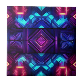 Azulejo Cerâmico Geométrico Azul Ligado ao Rosa