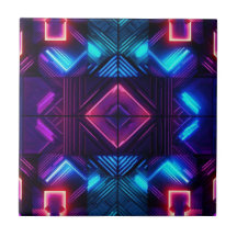 Azulejo Cerâmico Geométrico Azul Ligado ao Rosa