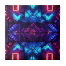 Azulejo Cerâmico Geométrico Azul Ligado ao Rosa