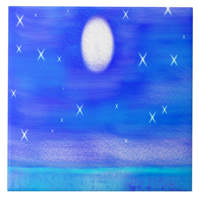 Azulejo cerâmico, Grande (6" x 6") Boa Noite (Frente)