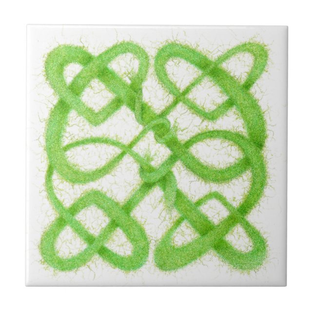 AZULEJO CERÂMICO GREEN CELTIC KNOT 10,8 CM (Frente)