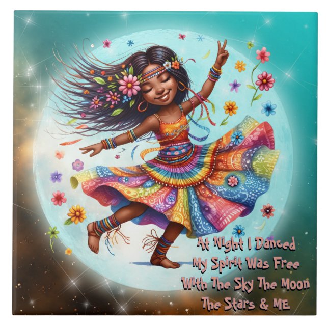 Azulejo Cerâmico Hippie Chic Moon Dance Colorful M (Frente)