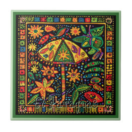 Azulejo Cerâmico Huichol Loteria: Azulejo El Parag