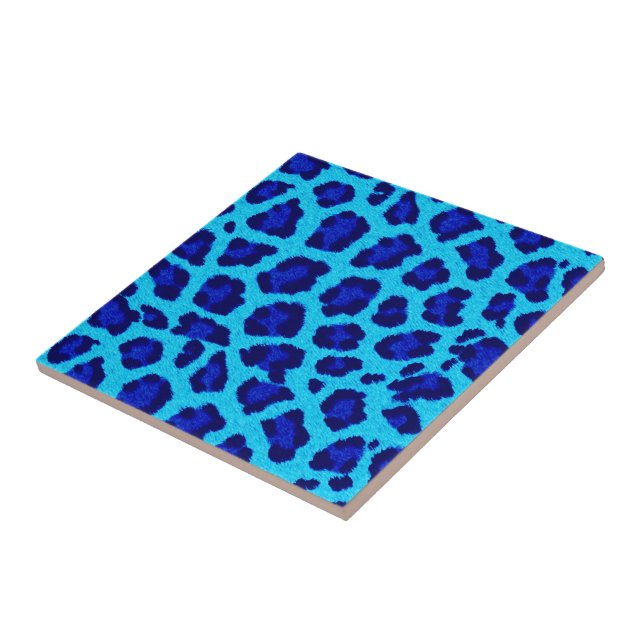 Azulejo cerâmico impresso Leopardo azul brilhante (Lateral)