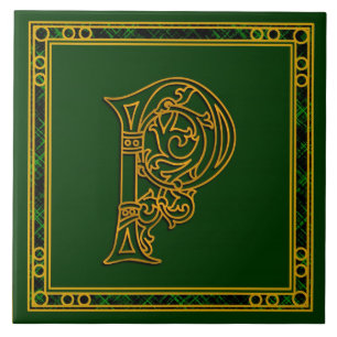 Azulejo cerâmico "Irlandês Dourado em verde"