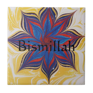 Azulejo cerâmico islâmico pequeno (4,25" x 4,25"