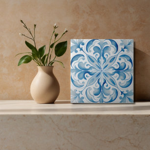 Azulejo cerâmico italiano azul branco