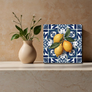 Azulejo cerâmico italiano Lemon Blue White