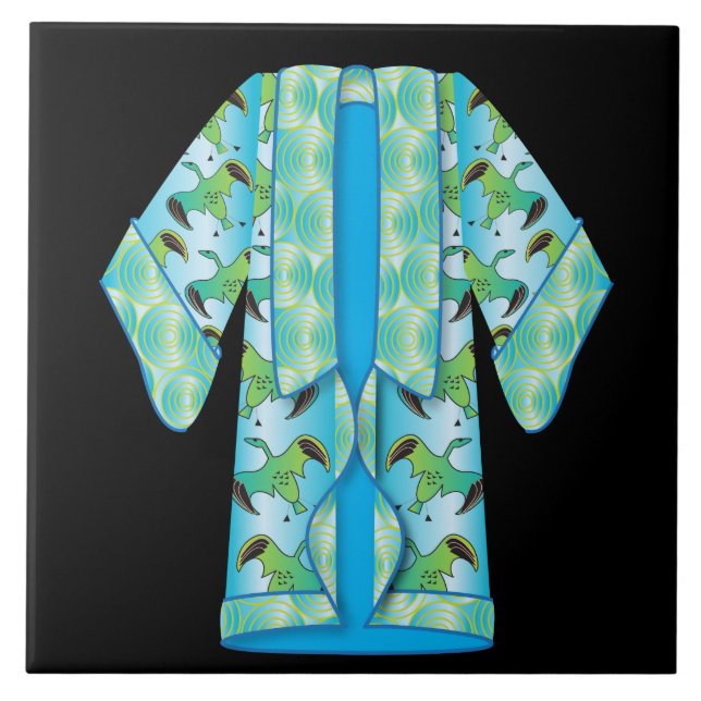 Azulejo Cerâmico Kimono Azul (Frente)
