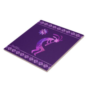 Azulejo Cerâmico Kokopelli Roxo