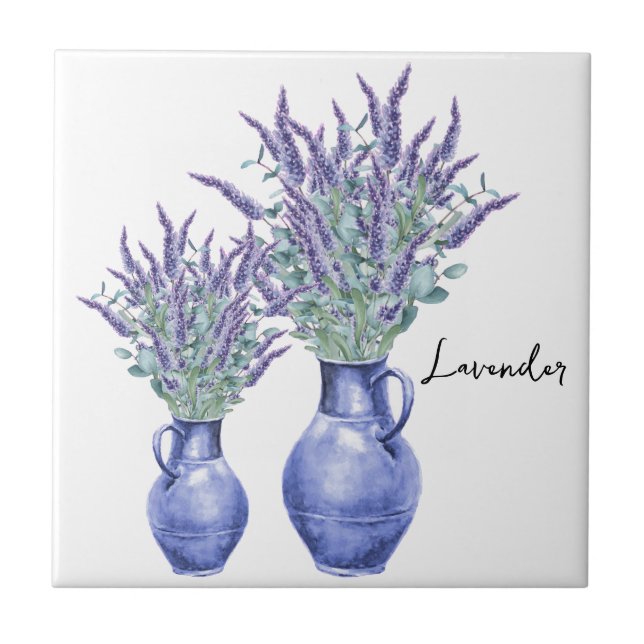 Azulejo cerâmico/Lavanda Trivet-Floral (Frente)