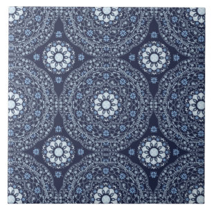 Azulejo Cerâmico Mandala Azul