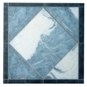 Azulejo Cerâmico Mármore Branco Azul Elegante Inte
