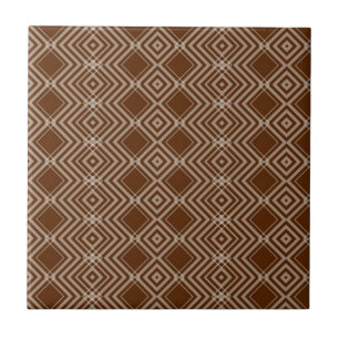 Azulejo Cerâmico Marrom e Branco Listrado Quadrado