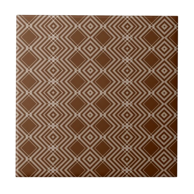 Azulejo Cerâmico Marrom e Branco Listrado Quadrado (Frente)