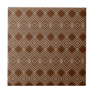 Azulejo Cerâmico Marrom e Branco Listrado Quadrado