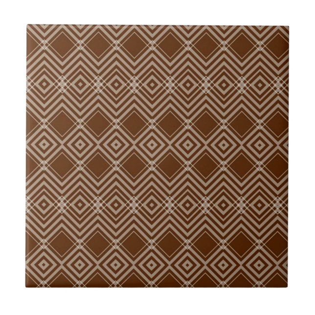 Azulejo Cerâmico Marrom e Branco Listrado Quadrado (Frente)