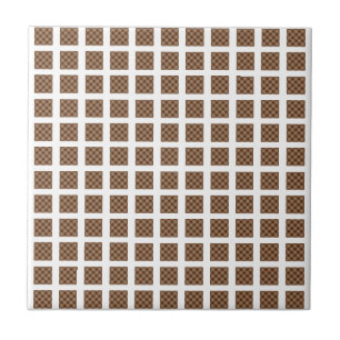Azulejo Cerâmico Marrom e Branco Listrado Quadrado