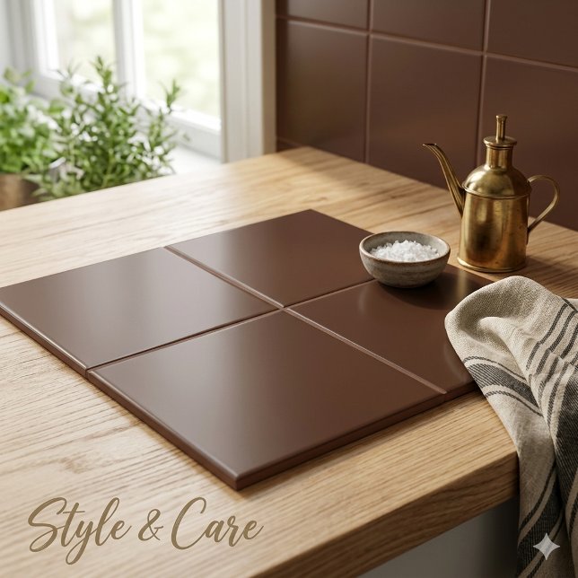 Azulejo Cerâmico Marrom Sólido 6 Polegadas Quadrad (Solid Brown Ceramic Tile 6 Inch Square)