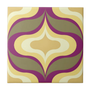 Azulejo Cerâmico Marrom Verde Padrão Retro