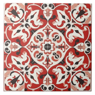 Azulejo Cerâmico Mediterrâneo Vermelho e Preto