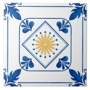 Azulejo cerâmico mediterrânico Rosette (Amarelo)