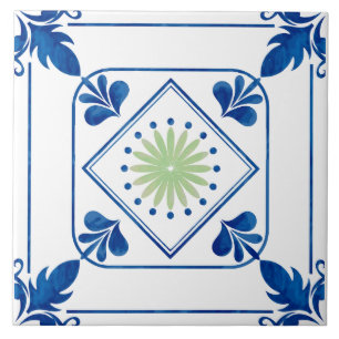 Azulejo cerâmico mediterrânico Rosette (Verde)