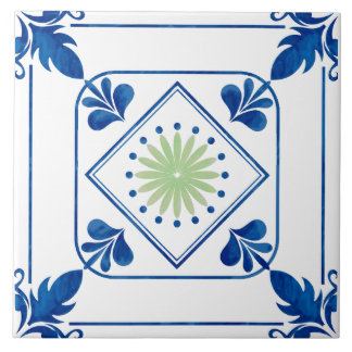 Azulejo cerâmico mediterrânico Rosette (Verde)