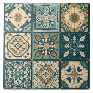 Azulejo cerâmico mediterrânico sem costura: 9 mini