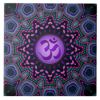 Azulejo cerâmico Moderno Roxo Om Mandala