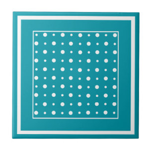Azulejo cerâmico na moda, Bolinhas brancas em teal