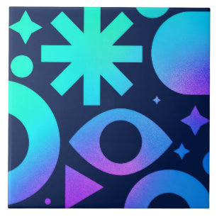 Azulejo Cerâmico Olho do Mal Cósmico Roxo Teal Mís