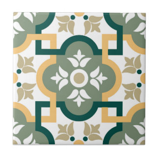 Azulejo cerâmico - padrão 1 verde/ferrugem/Dourado
