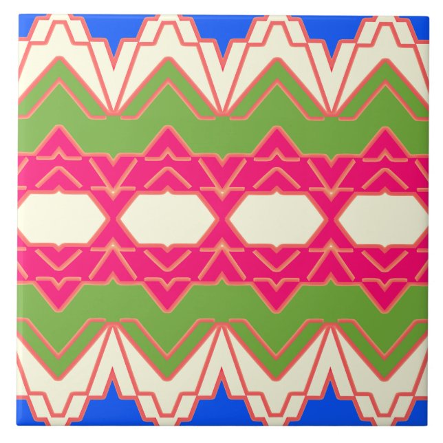 Azulejo cerâmico padrão clássico multicolorido mod (Frente)