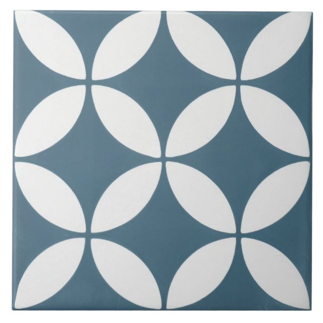 Azulejo cerâmico - Padrão Floral Azul e Branco (Frente)