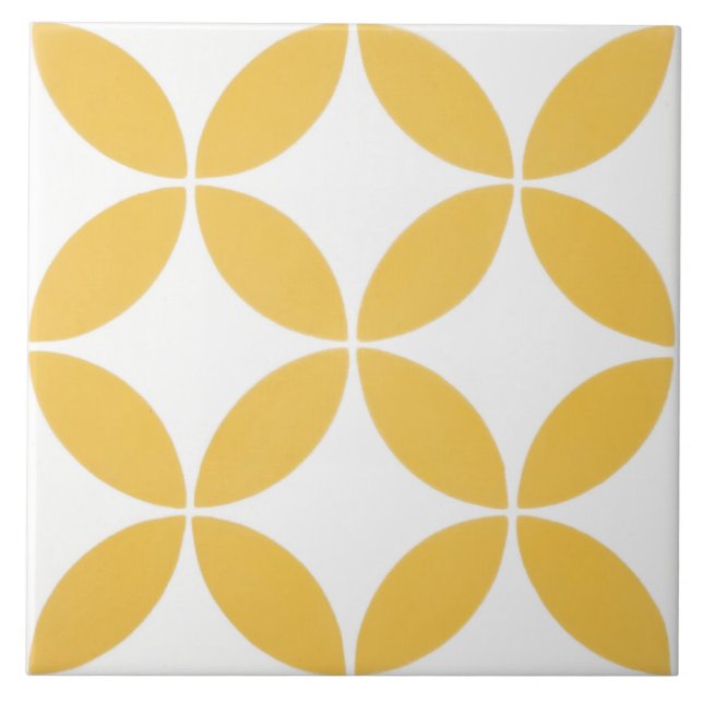 Azulejo cerâmico - Padrão moderno amarelo e branco (Frente)