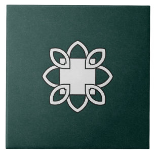 Azulejo cerâmico - Padrão preto e branco em verde