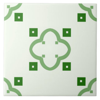 Azulejo cerâmico - Padrão verde em branco