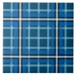 Azulejo Cerâmico Padrão Xadrez em Tartã Azul