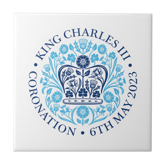 Azulejo cerâmico para a coroação de 2023 - Azul (Frente)