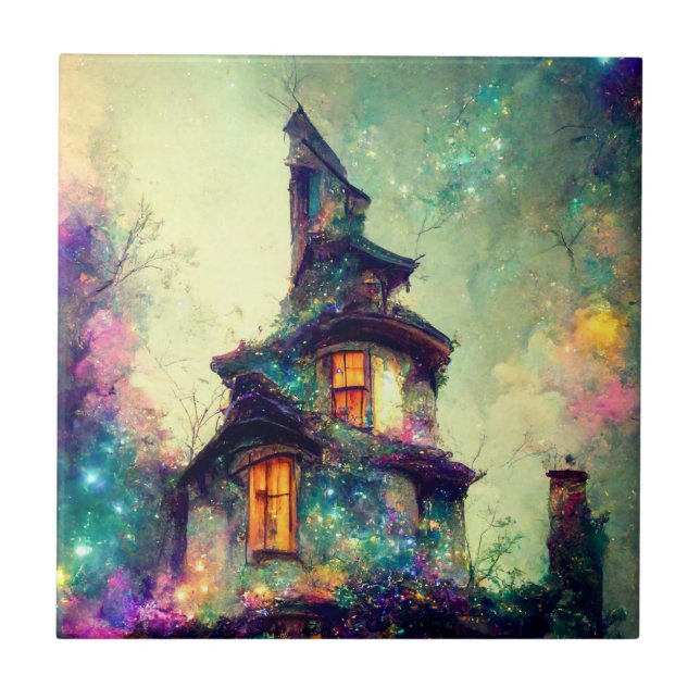 Azulejo cerâmico para bruxas, pequeno (4,25" x 4,2 (Frente)