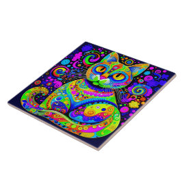 Azulejo cerâmico para gatos, vibrante e vibrante