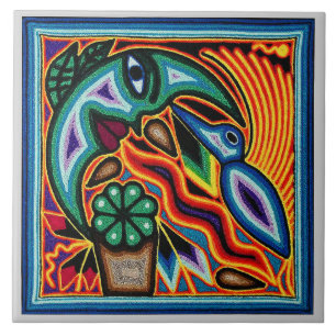 Azulejo cerâmico - Pássaro e lua