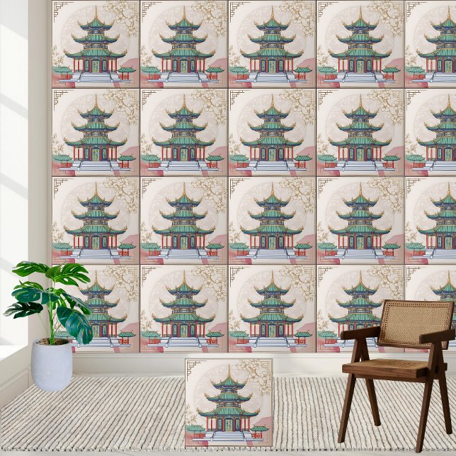 Azulejo cerâmico Pavilion Chinês (Chinese Pavilion Ceramic Tile)